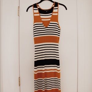 neutral striped knitted dress